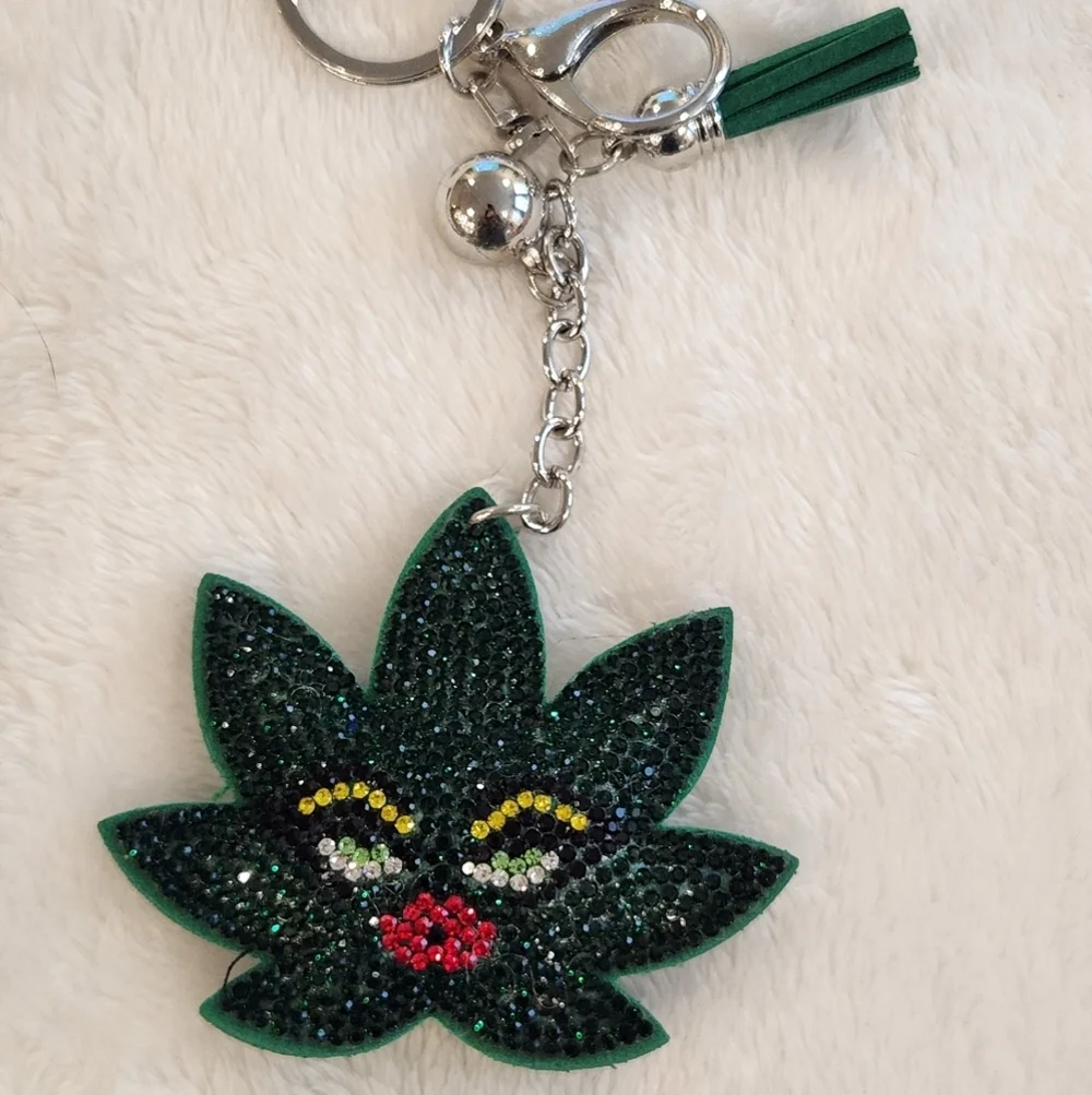 Weed Plant Keychain Bag Charm